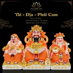 Bộ Tượng Tài – Địa – Phát Cam Mạ Vàng Cao Cấp - Phát Lộc Chiêu Tài, Hòa Hợp & Vượng Khí - Tụ Linh Các