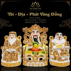 Bộ Tượng Tài – Địa – Phát Vàng Đồng Mạ Vàng Cao Cấp - Phát Lộc Chiêu Tài, Hòa Hợp & Vượng Khí - Tụ Linh Các