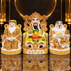 Bộ Tượng Tài – Địa – Phát Vàng Đồng Mạ Vàng Cao Cấp - Phát Lộc Chiêu Tài, Hòa Hợp & Vượng Khí - Tụ Linh Các
