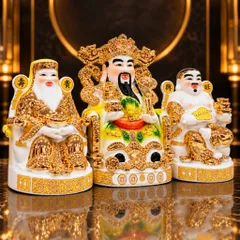 Bộ Tượng Tài – Địa – Phát Vàng Đồng Mạ Vàng Cao Cấp - Phát Lộc Chiêu Tài, Hòa Hợp & Vượng Khí - Tụ Linh Các