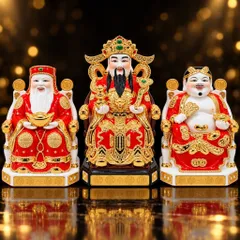 Bộ Tượng Tài – Địa – Kim Xịn Đỏ Cao Cấp - Phát Lộc Chiêu Tài, Hòa Hợp & Vượng Khí - Tụ Linh Các
