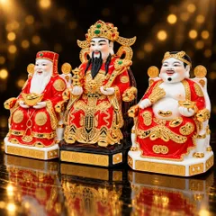 Bộ Tượng Tài – Địa – Kim Xịn Đỏ Cao Cấp - Phát Lộc Chiêu Tài, Hòa Hợp & Vượng Khí - Tụ Linh Các