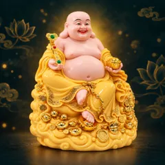 Tượng Phật Di Lặc Ngự Tòa Mây Như Ý Thạch Anh Cao Cấp
