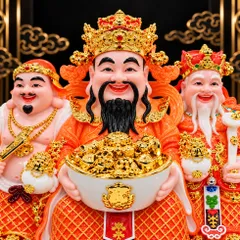 Bộ Tượng Tài – Địa – Phát Cam Mạ Vàng Cao Cấp - Phát Lộc Chiêu Tài, Hòa Hợp & Vượng Khí - Tụ Linh Các