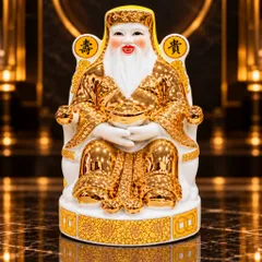 Bộ Tượng Tài – Địa – Phát Vàng Đồng Mạ Vàng Cao Cấp - Phát Lộc Chiêu Tài, Hòa Hợp & Vượng Khí - Tụ Linh Các