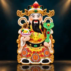 Bộ Tượng Tài – Địa – Phát Gấm Đỏ Xịn Mạ Vàng Cao Cấp - Phát Lộc Chiêu Tài, Hòa Hợp & Vượng Khí - Tụ Linh Các