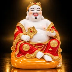 Bộ Tượng Tài – Địa – Phát Đỏ Vàng Mạ Vàng Cao Cấp - Phát Lộc Chiêu Tài, Hòa Hợp & Vượng Khí - Tụ Linh Các