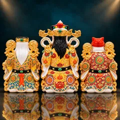 Bộ Tượng Tài – Địa – Phát Gấm Đỏ Xịn Mạ Vàng Cao Cấp - Phát Lộc Chiêu Tài, Hòa Hợp & Vượng Khí - Tụ Linh Các