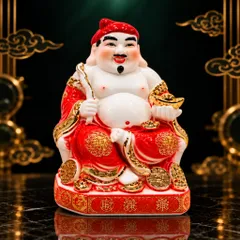 Bộ Tượng Tài – Địa – Phát Đỏ Như Ý Mạ Vàng Cao Cấp - Phát Lộc Chiêu Tài, Hòa Hợp & Vượng Khí - Tụ Linh Các