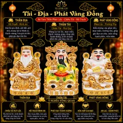 Bộ Tượng Tài – Địa – Phát Vàng Đồng Mạ Vàng Cao Cấp - Phát Lộc Chiêu Tài, Hòa Hợp & Vượng Khí - Tụ Linh Các