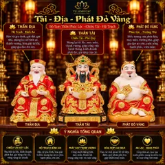 Bộ Tượng Tài – Địa – Phát Đỏ Vàng Mạ Vàng Cao Cấp - Phát Lộc Chiêu Tài, Hòa Hợp & Vượng Khí - Tụ Linh Các