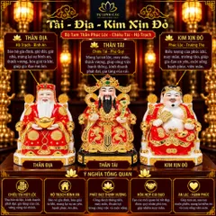 Bộ Tượng Tài – Địa – Kim Xịn Đỏ Cao Cấp - Phát Lộc Chiêu Tài, Hòa Hợp & Vượng Khí - Tụ Linh Các