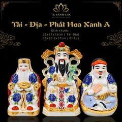 Bộ Tượng Tài – Địa – Phát Hoa Xanh A Mạ Vàng Cao Cấp - Phát Lộc Chiêu Tài, Hòa Hợp & Vượng Khí - Tụ Linh Các