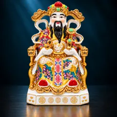 Bộ Tượng Tài – Địa – Phát Gấm Đỏ Vàng Mạ Vàng Cao Cấp - Phát Lộc Chiêu Tài, Hòa Hợp & Vượng Khí - Tụ Linh Các