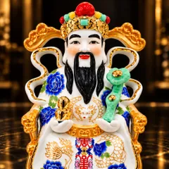 Bộ Tượng Tài – Địa – Phát Hoa Xanh A Mạ Vàng Cao Cấp - Phát Lộc Chiêu Tài, Hòa Hợp & Vượng Khí - Tụ Linh Các