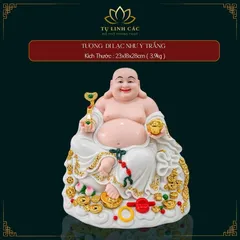 Tượng Phật Di Lặc Ngự Tòa Mây Như Ý Áo Trắng Cao Cấp