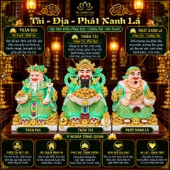 Bộ Tượng Tài – Địa – Phát Xanh Lá Cao Cấp - Phát Lộc Chiêu Tài, Hòa Hợp & Vượng Khí - Tụ Linh Các