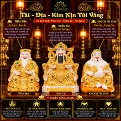 Bộ Tượng Tài – Địa – Kim Xịn Túi Vàng Cao Cấp - Phát Lộc Chiêu Tài, Hòa Hợp & Vượng Khí - Tụ Linh Các