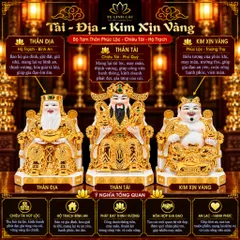 Bộ Tượng Tài – Địa – Kim Xịn Vàng Mạ Vàng Cao Cấp - Phát Lộc Chiêu Tài, Hòa Hợp & Vượng Khí