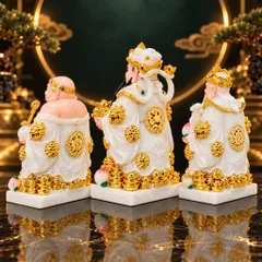 Bộ Tượng Tài – Địa – Phát Trắng Mạ Vàng Cao Cấp - Phát Lộc Chiêu Tài, Hòa Hợp & Vượng Khí - Tụ Linh Các