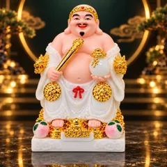 Bộ Tượng Tài – Địa – Phát Trắng Mạ Vàng Cao Cấp - Phát Lộc Chiêu Tài, Hòa Hợp & Vượng Khí - Tụ Linh Các