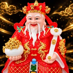 Bộ Tượng Tài – Địa – Phát Đỏ Mạ Vàng Cao Cấp - Phát Lộc Chiêu Tài, Hòa Hợp & Vượng Khí - Tụ Linh Các