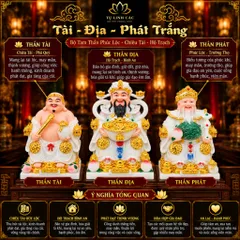 Bộ Tượng Tài – Địa – Phát Trắng Mạ Vàng Cao Cấp - Phát Lộc Chiêu Tài, Hòa Hợp & Vượng Khí - Tụ Linh Các