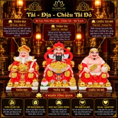 Bộ Tượng Tài – Địa – Phát Đỏ Mạ Vàng Cao Cấp - Phát Lộc Chiêu Tài, Hòa Hợp & Vượng Khí - Tụ Linh Các