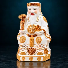 Bộ Tượng Tài – Địa – Phát Trắng Như Ý Mạ Vàng Cao Cấp - Phát Lộc Chiêu Tài, Hòa Hợp & Vượng Khí - Tụ Linh Các