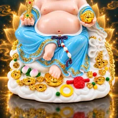 Tượng Phật Di Lặc Ngự Tòa Mây Như Ý Xanh Dương Cao Cấp