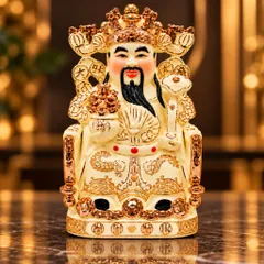 Bộ Tượng Tài – Địa – Phát Ngà Chéo Chân Mạ Vàng Cao Cấp - Phúc Thọ Song Toàn, Vạn Sự Hưng Vượng - Tụ Linh Các