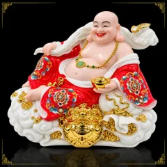 Tượng Phật Di Lặc Phú Quý Đỏ Phong Thuỷ - Chiêu Tài Tiến Bảo, Bình An - Tụ Linh Các