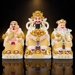 Bộ Tượng Tài – Địa – Phát Trắng Vàng Mạ Vàng Cao Cấp - Phát Lộc Chiêu Tài, Hòa Hợp & Vượng Khí - Tụ Linh Các