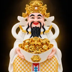 Bộ Tượng Tài – Địa – Phát Trắng Vàng Mạ Vàng Cao Cấp - Phát Lộc Chiêu Tài, Hòa Hợp & Vượng Khí - Tụ Linh Các