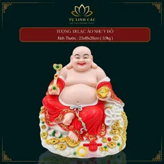 Tượng Phật Di Lặc Ngự Tòa Mây Như Ý Áo Đỏ Cao Cấp