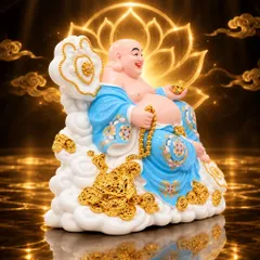 Tượng Phật Di Lặc Ngự Tòa Mây Xanh Dương Cao Cấp