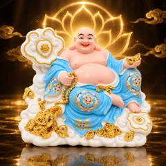 Tượng Phật Di Lặc Ngự Tòa Mây Xanh Dương Cao Cấp