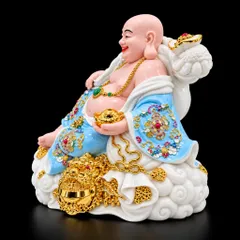 Tượng Phật Di Lặc Phú Quý Xanh Dương Phong Thuỷ - Chiêu Tài Tiến Bảo, Bình An - Tụ Linh Các