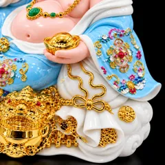 Tượng Phật Di Lặc Phú Quý Xanh Dương Phong Thuỷ - Chiêu Tài Tiến Bảo, Bình An - Tụ Linh Các