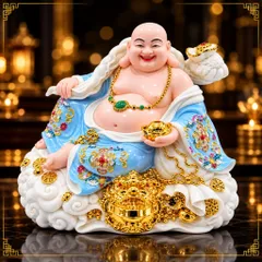 Tượng Phật Di Lặc Phú Quý Xanh Dương Phong Thuỷ - Chiêu Tài Tiến Bảo, Bình An - Tụ Linh Các