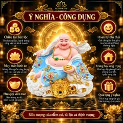 Tượng Phật Di Lặc Phú Quý Xanh Dương Phong Thuỷ - Chiêu Tài Tiến Bảo, Bình An - Tụ Linh Các