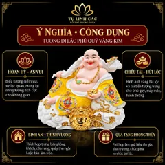 Tượng Phật Di Lặc Phú Quý Vàng Kim Phong Thuỷ - Chiêu Tài Tiến Bảo, Bình An - Tụ Linh Các