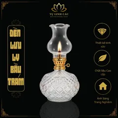Đèn Dầu Lưu Ly Bầu Trám Trắng Trong Cao Cấp - Thiết Kế Tinh Xảo, Ánh Sáng Trang Nghiêm - Tụ Linh Các