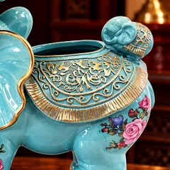 Tượng voi đỡ lễ xanh ngọc Tụ Linh Cúc vật phẩm phong thủy kích thước 29x26x14cm