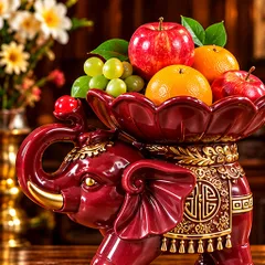 Tượng Voi Bé Dâng Lễ Đỏ Phong Thủy - Chiêu Tài, Hút Lộc Hợp Mệnh Mộc Hỏa - Tụ Linh Các