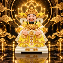 Tượng Thần Phát Tài Vàng Cao Cấp - Phát Lộc Chiêu Tài, Hòa Hợp Vượng Khí - Tụ Linh Các