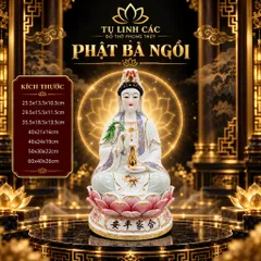 Tượng Phật Bà Quan Âm Tọa Đài Sen - Chế Tác Tinh Xảo, Cầu Bình An Gia Đạo - Tụ Linh Các