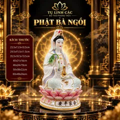 Tượng Phật Bà Quan Âm Tọa Đài Sen - Chế Tác Tinh Xảo, Cầu Bình An Gia Đạo - Tụ Linh Các