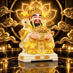 Tượng Thần Phát Tài Vàng Cao Cấp - Phát Lộc Chiêu Tài, Hòa Hợp Vượng Khí - Tụ Linh Các