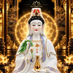 Tượng Phật Bà Quan Âm Tọa Đài Sen - Chế Tác Tinh Xảo, Cầu Bình An Gia Đạo - Tụ Linh Các